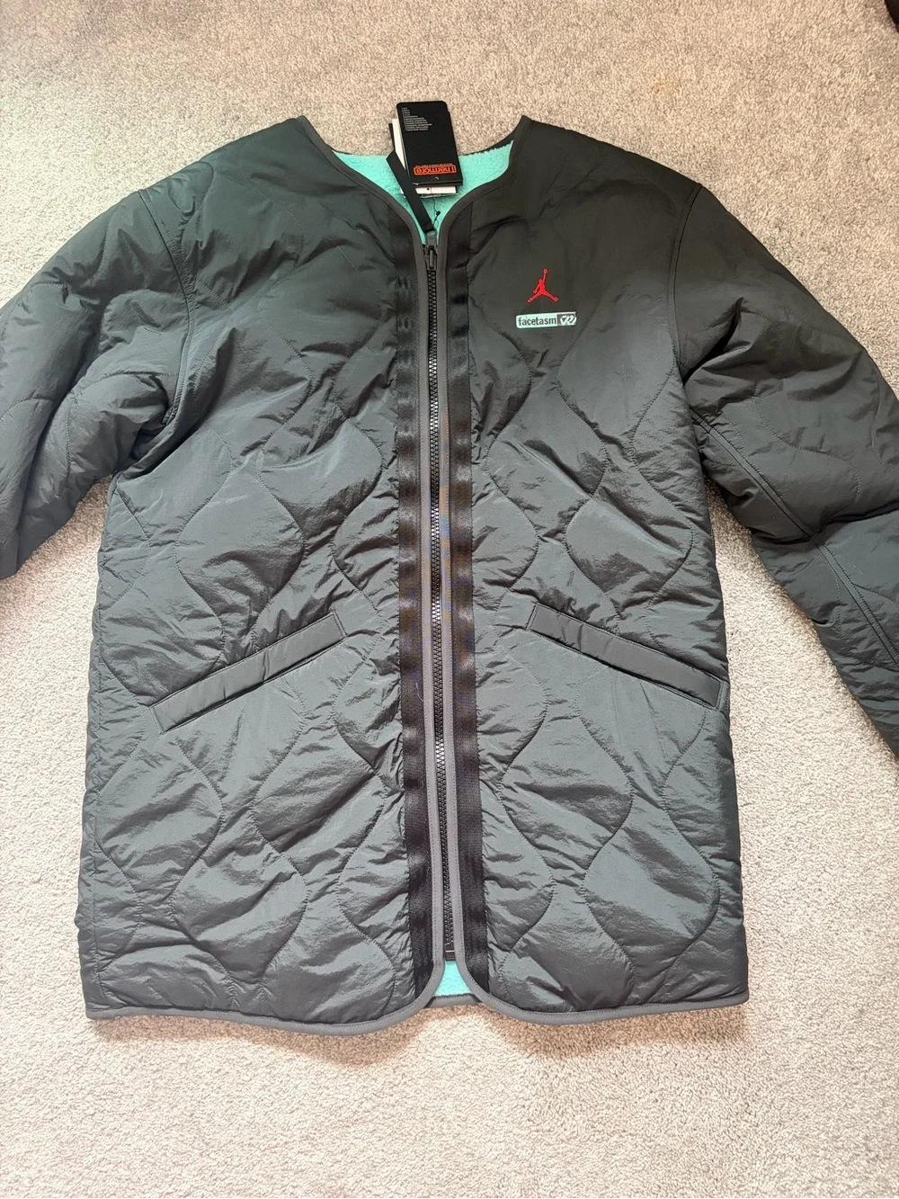 Jordan Kids Black Quilted Puffer Jacket with Red Jumpman